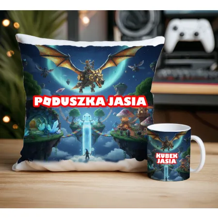 Zestaw prezentowy dla gracza BLOX Poduszka + Kubek z personalizacją